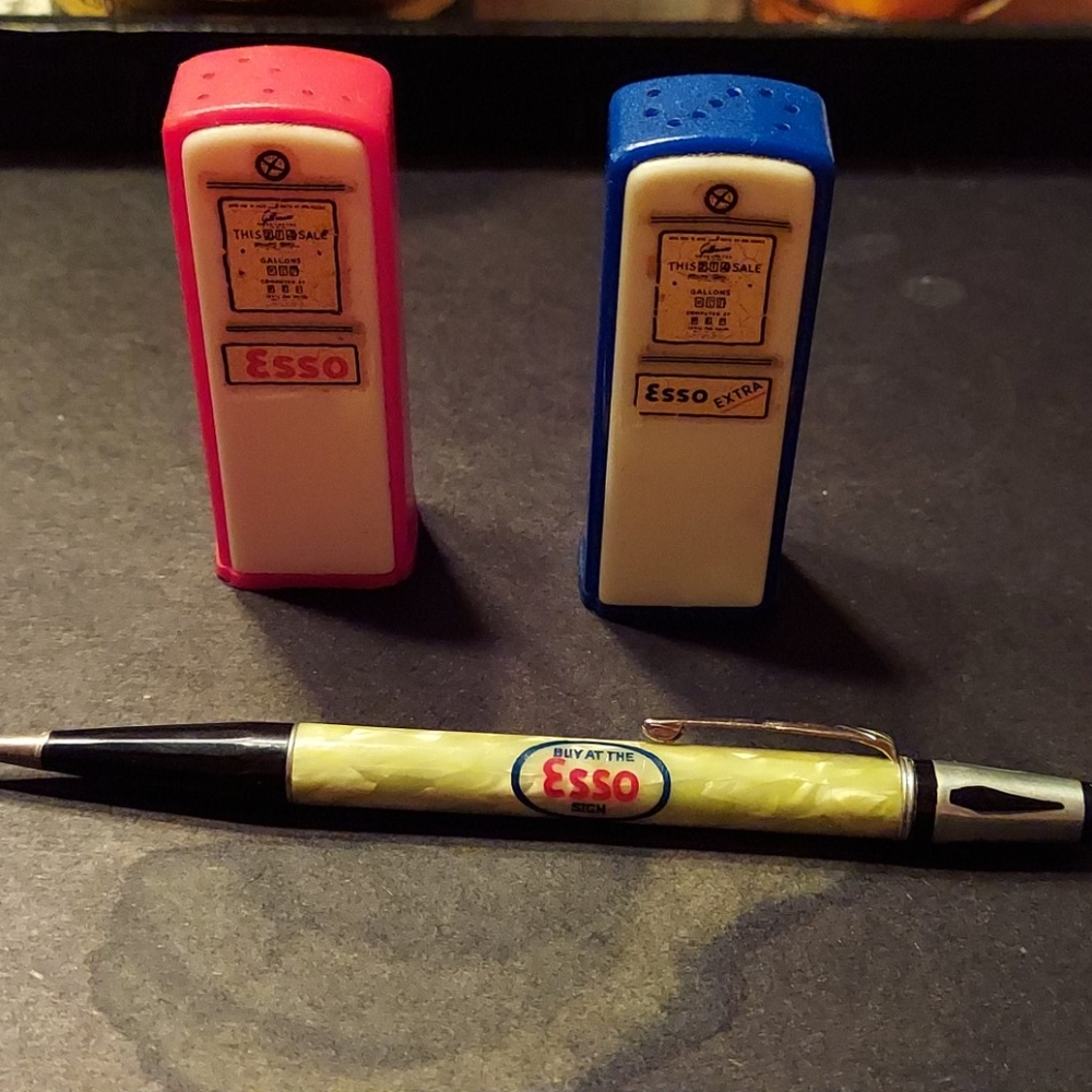 Vintage ESSO pencil and salt/pepper shakers